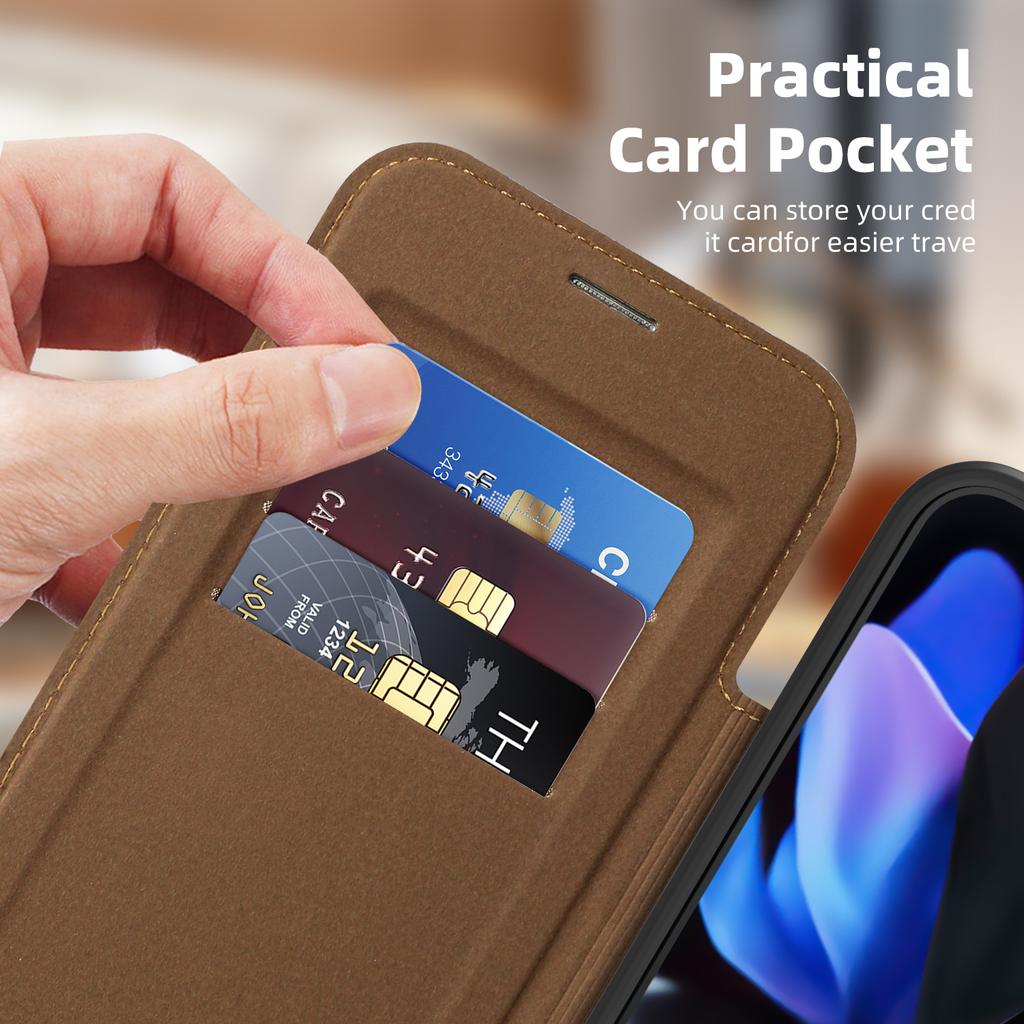 For Google Pixel 9 Pro XL Magnetic Case RFID Blocking Card Holder Leather Phone Cover