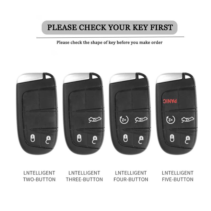 Interior Mouldings Zinc Alloy Leather Car Key Case Cover for Jeep Renegade Compass Grand Cherokee for Chrysler 300C Wrangler Dod