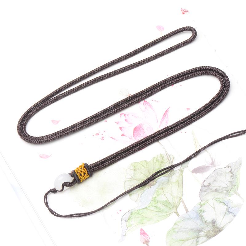 Classic Unisex Amber Pendant Necklace with Bead and Rope Design - Multiple Colors коричневый