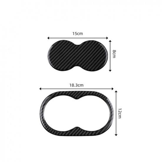 2x Carbon Fiber Rear Water Cup Holder Cover Trim For Dodge Challenger 2015-