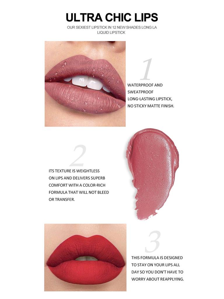 12-Piece Matte & Shimmer Lip Gloss Set: Non-Stick, Long-Lasting, European & American Style