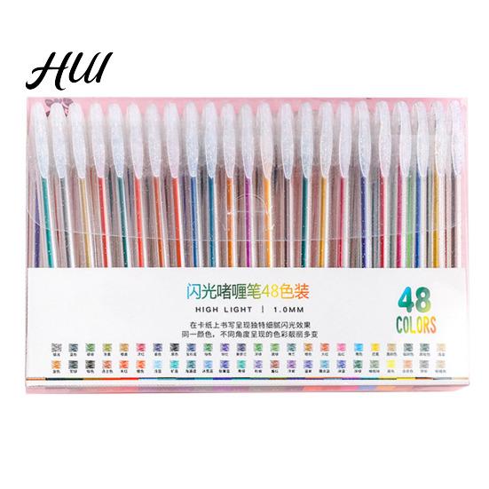 Art Gel Pen Set Highlighter Transparent Body Multicolored Painting with Glitter Sparkling Effect Smooth Metal Tip Ink for Note Marking Coloring