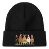 Black Knit Beanie with Christmas Chicken Logo, Fleece-Lined and Warm