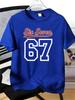 Unisexs Tee Retro Six Seven Number 67 Letter Print Cotton Short Sleeve Male Casual Streetwear Outdoor Daily Basic Fashion Top