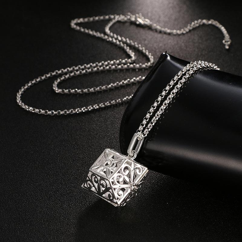 Neue Aromatherapie Ätherisches Öl Diffusor Halskette Schmuck Quadratisch Hohl Parfüm Medaillon 16MM Musik Kugel Damen Anhänger Zubehör