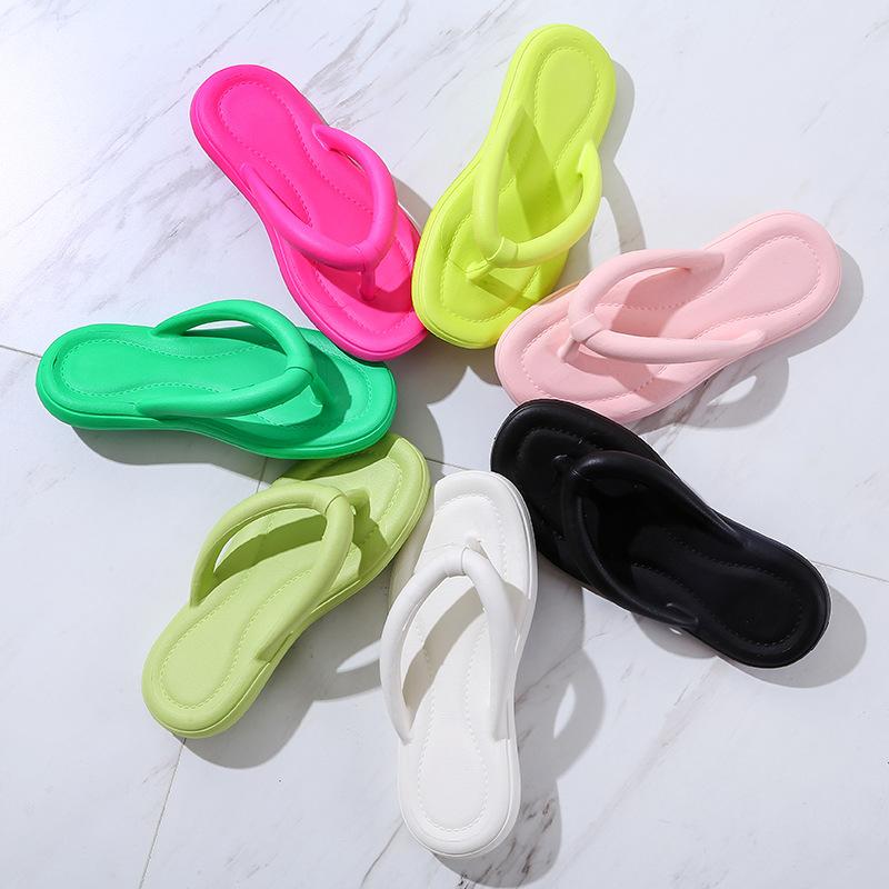 Women Spring Solid Color Soft Slope Outdoor Flip Flops Home Slippers Summer Casual Thick Flat Bottom Anti Slip Beach Sandals Shoes 36-41