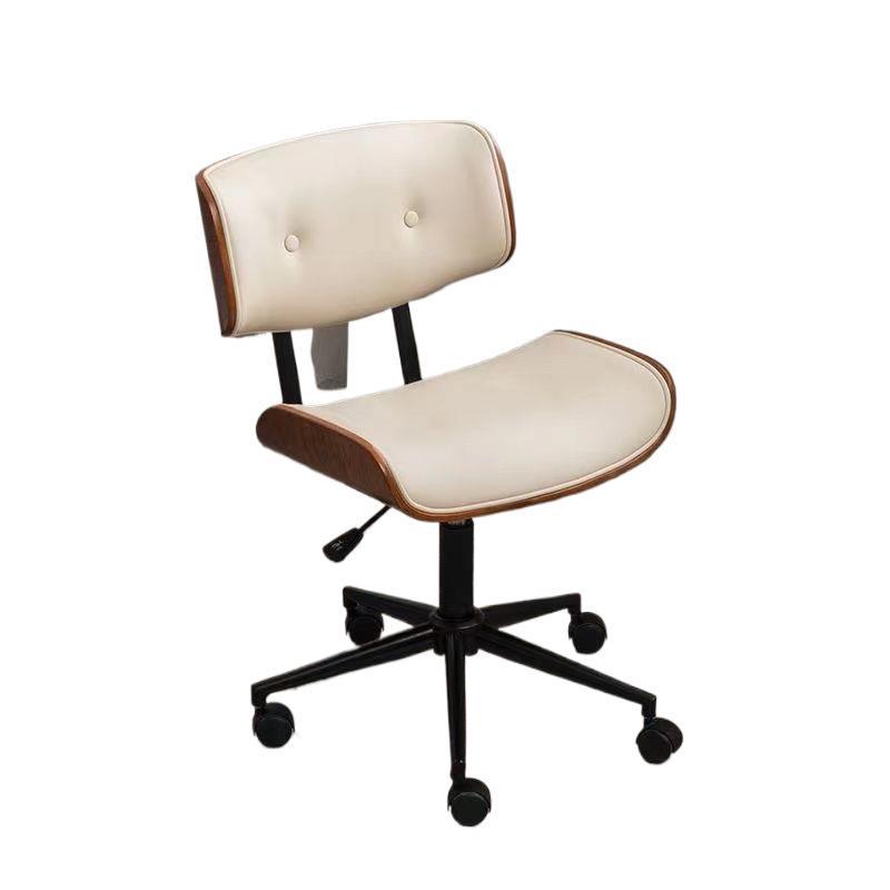 Solid Wood Retro Swivel Chair: Light Luxury Leather Lift, Nordic Style, Comfortable for Home Study & Office.