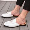 Britain Fashion New Men's White Black Half Slippers Shoes Male Tassels Casual Mules Moccasins Breathable Loafers Zapatos Hombre