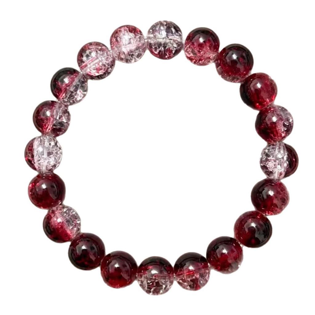 Popular 10mm Ice Transparent Gradient Cracked Beaded Bracelet - Soft Glass Wrap Design