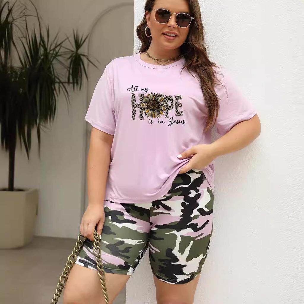 2024 Women's Plus Size Casual Set with Drop Shoulder Sleeves