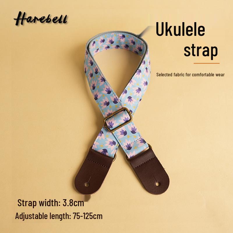 

Blue Cotton Folk Guitar Strap with Blue Pattern and Metal Buckle (PO-019) - Personalized Shoulder Strap Blue Cotton