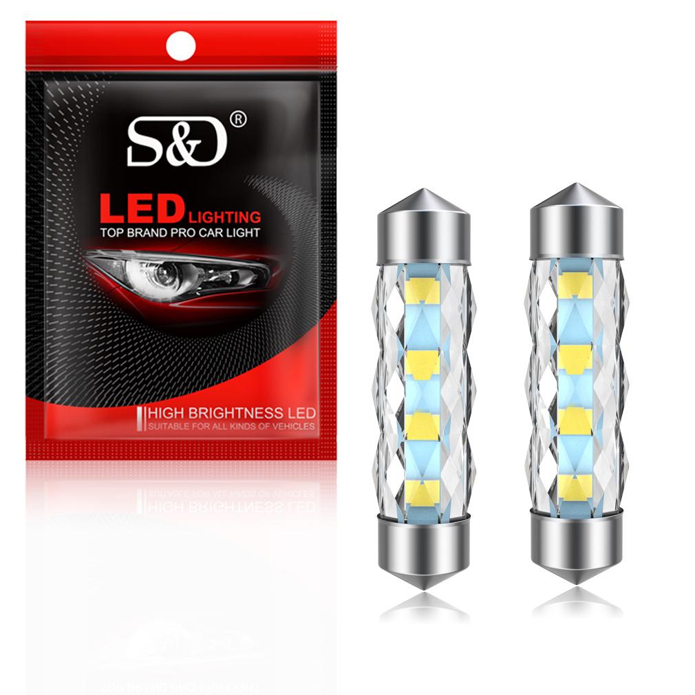 2 Piezas Bombillas LED C5W C10W 360° Canbus 31mm 36mm 39mm 41mm Festón 8SMD Led Luz Interior de Coche Domo Lectura Lámpara de Puerta 12V Auto 6000K Blanco