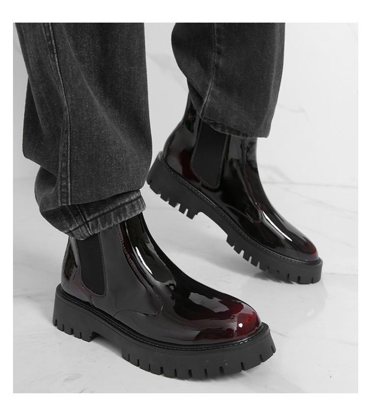 Men's British Style Chelsea High-Top Martin Boots, Slip-On Barrel Design for Spring and Autumn