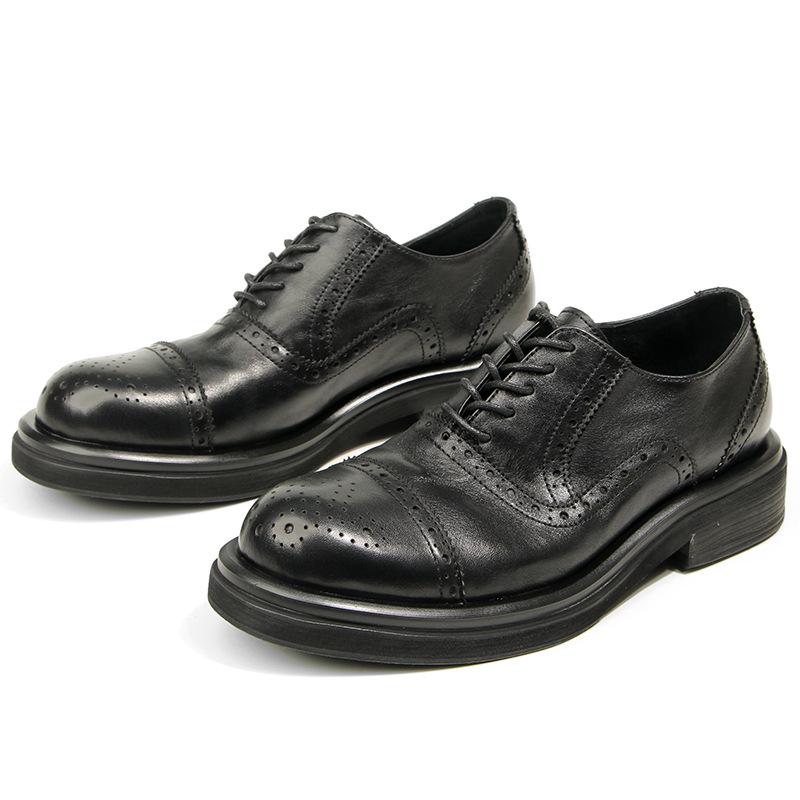 66-12 Brock Carved Men'S Shoes Fashion Casual Leather Shoes First Layer Cowhide Retro Handmade Old Platform Shoes