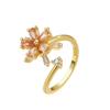 Flower Zirconia Rotating Ring With Adjustable Size For Stress Relief And Trendy Women