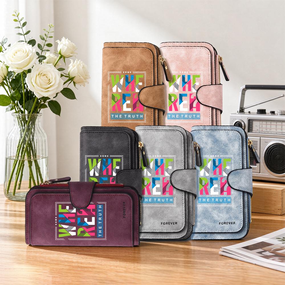 Wearable Long Purse with Fashion Letter Print Multi Slot Portable Wallet for Daily Use