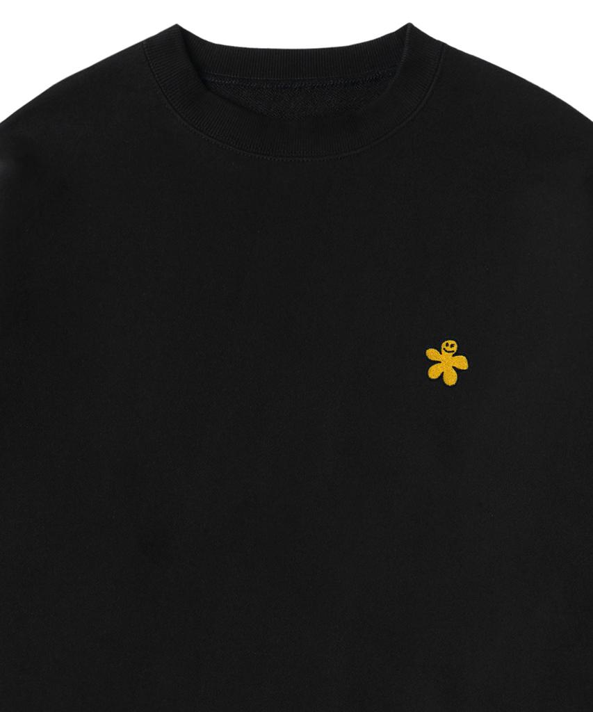 GRAVER [Unisex] Yellow Odd Flower Embroidered Sweatshirt_Black
