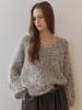 MAXZA Sequin Mix Hairy Loose Fit V-Neck Knit