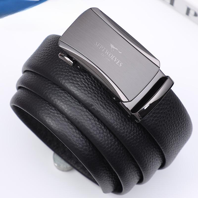 Men's Belt Automatic Buckle Belt New Top Layer Cowhide Casual Trouser Belt Gift