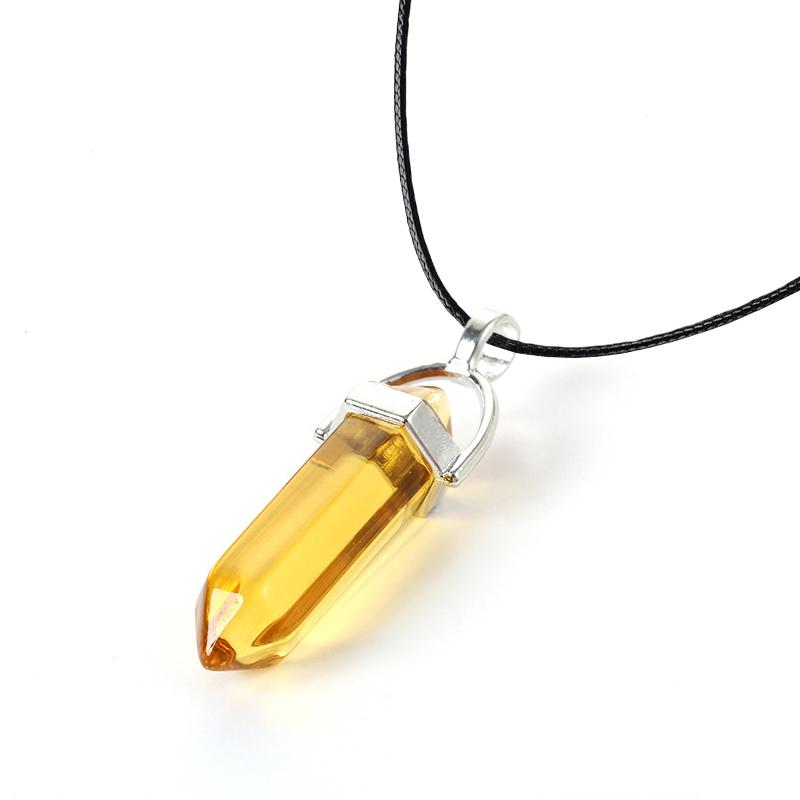2025 Hexagonal Column Quartz Necklaces Turquoises Pink Crystal Pendent Necklace For Women Chain Natural Stone Choker Jewelry