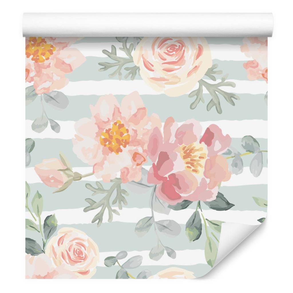 Wallpaper Flowers and Pastel Roses and Peonies for Living Room and Bedroom 50x1000