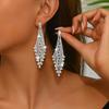 Luxurious Sparkling Zircon Geometric Tassel Earrings, Suitable for Women's Weddings, Bridal Accessories, Jewelry Gifts