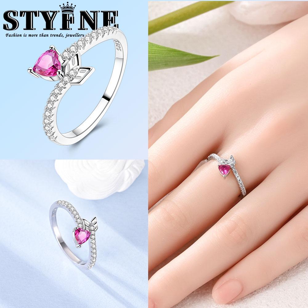 Valentine Day Engagement Ring copper Heart, Red, Pink, White, Blue Ring for Women Holiday Jewellery Gift High Quality