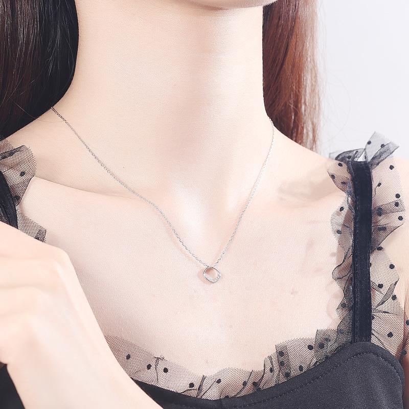 Jewelry S925 Sterling Silver Geometric Necklace Korean Style Clavicle Chain Simple Temperament Female