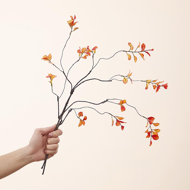 7-Head Persimmon Branch Ikebana Ornament: Artificial Ruyi Persimmon for Living Room or Dried Flower Display