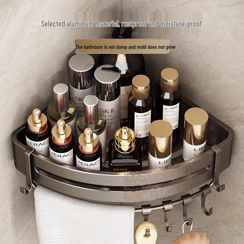 Miling Space Aluminum Triangular Corner Bathroom Shelf