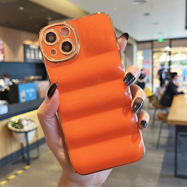 

Роскошный пуховик с 6d покрытием, чехол-пуховик для Iphone 11 13 12 Pro Max Xs Xr X 7 8 Plus Se, глянцевый мягкий силиконовый чехол-бампер For iPhone 13 оранжевый