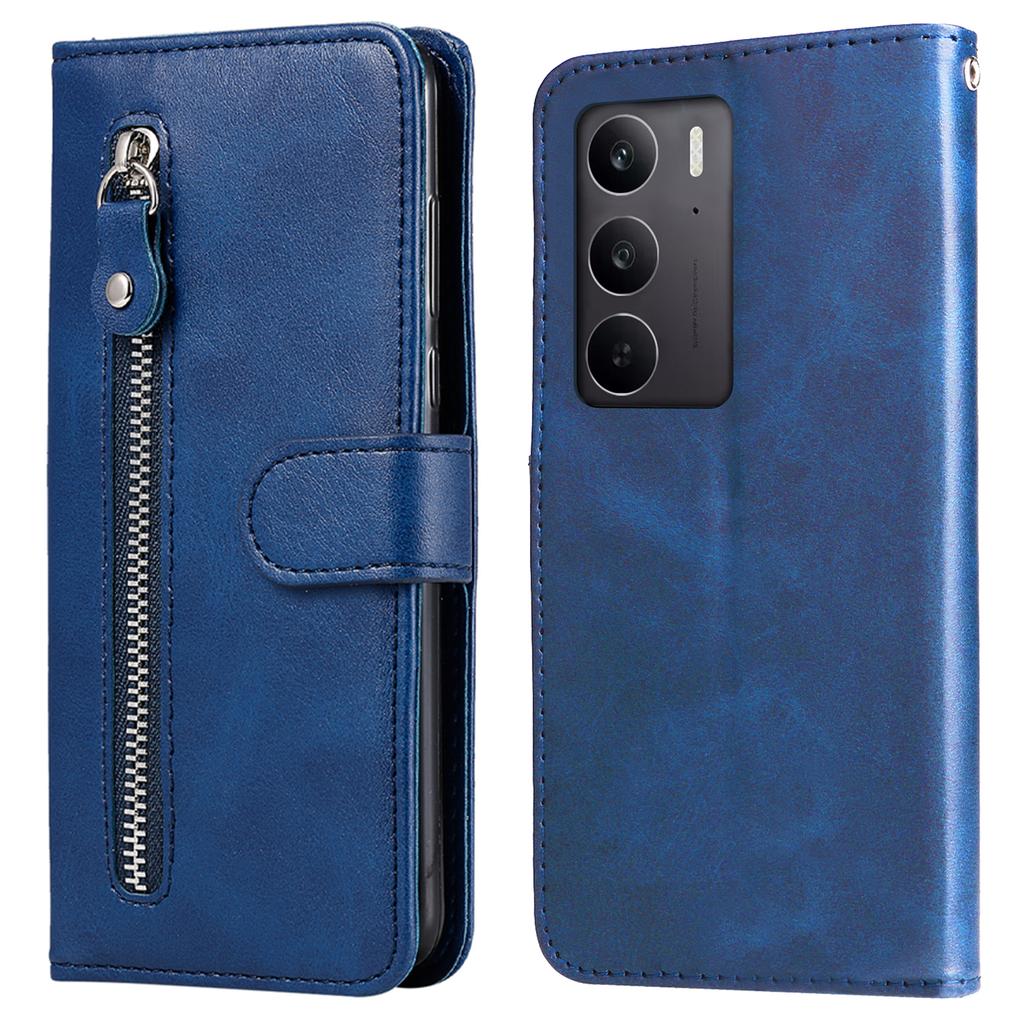 Etui z portfelem na zamek błyskawiczny, ze skóry PU o fakturze cielęcej, do Oppo A5 5G/4G/Realme C75 5G/C75 4G/C73 5G/C71 4G/14x 5G
