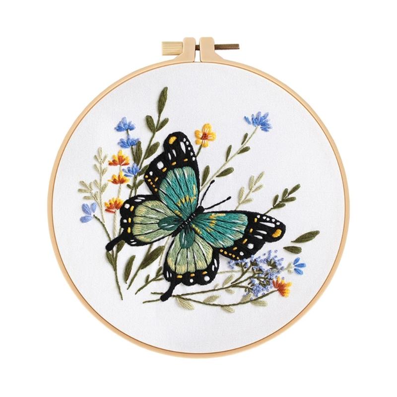 Butterfly Floral Embroidery Kits Embroidery Set with Thread and Needle Embroidery Starter Kits Crosses Stitching Set