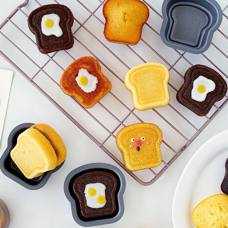 1/6Pcs Toast Bread Pattern Carbon Steel Cake Mold Madeleine Muffin Cake Pan Jam Sandwich Dessert Kitchen Accessories Gadgets