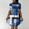 Women’s Casual Loose Fit Button Down Shirt Dress with Stand Collar and Floral Print Short Sleeve Design for Daily Wear