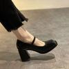 Single Shoes Women's Versatile High Heels Spring New Thick Heel Square Head Fashion Soft Sole Evening Shoes