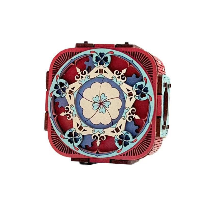 1 szt. 3D Podświetlana Pozytywka Drewniany Zestaw do Samodzielnego Montażu Pudełko na Biżuterię Kreatywny Prezent