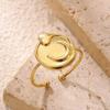 Stainless Steel Geometric Heart Moon Rings For Women Gold Color Heart Sun Opening Ring Wedding Christmas Jewelry Gift