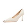 Fashion metal pointed high heels, women's thin heels, shallow mouth, simple style, versatile and can't drop the heels. C