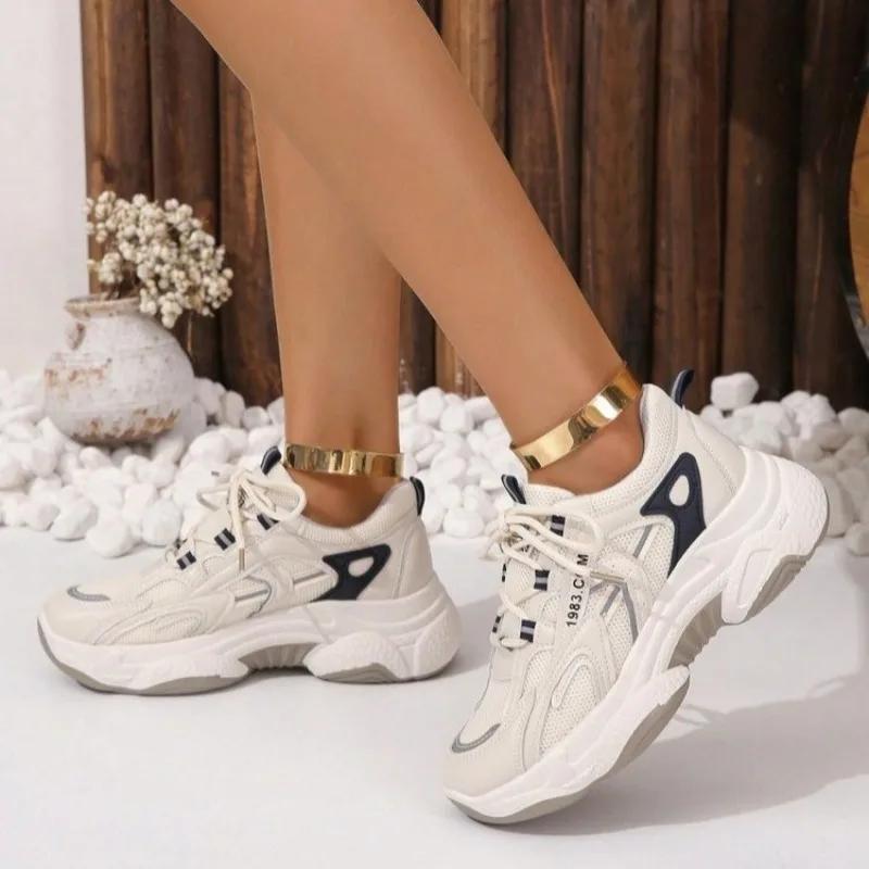 Modeschuhe für Damen 2025 Marke Schnürschuhe Damen Vulkanisierte Schuhe Mode Outdoor Casual Farblich passend Bestseller Atmungsaktive Sneaker