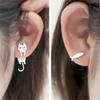 Chinese Fox Mask Folding Fan Asymmetrical Long Tassel Earrings For Women Girls Cherry Blossom Ear Hook Christmas Jewelry