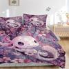 3pcs Axolotl On a Tree Printed Duvet Cover Set (1 * Cover+2 * Pillowcase, Without Core), Suitable for Home Bedroom, Guest Room, Dormitory Decorat
