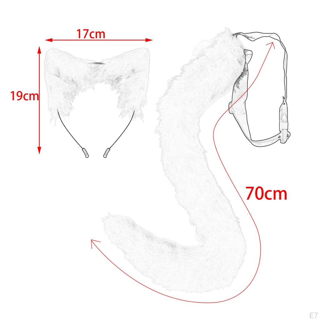 Faux Fur Ears and Tail Set Animals Gift Ear Hair Hoop Headband Cosplay
