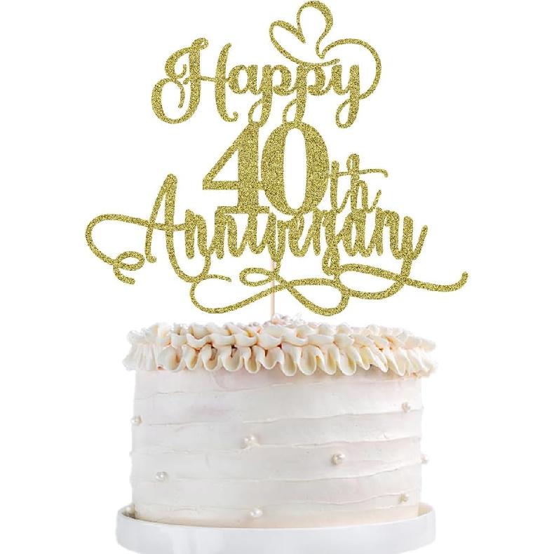 Black Gold Happy 50th Anniversary Cake Toppers- 50 Wedding Anniversary Party Decoration Ideas,Birthday Cake Decorations,50th Anniversary