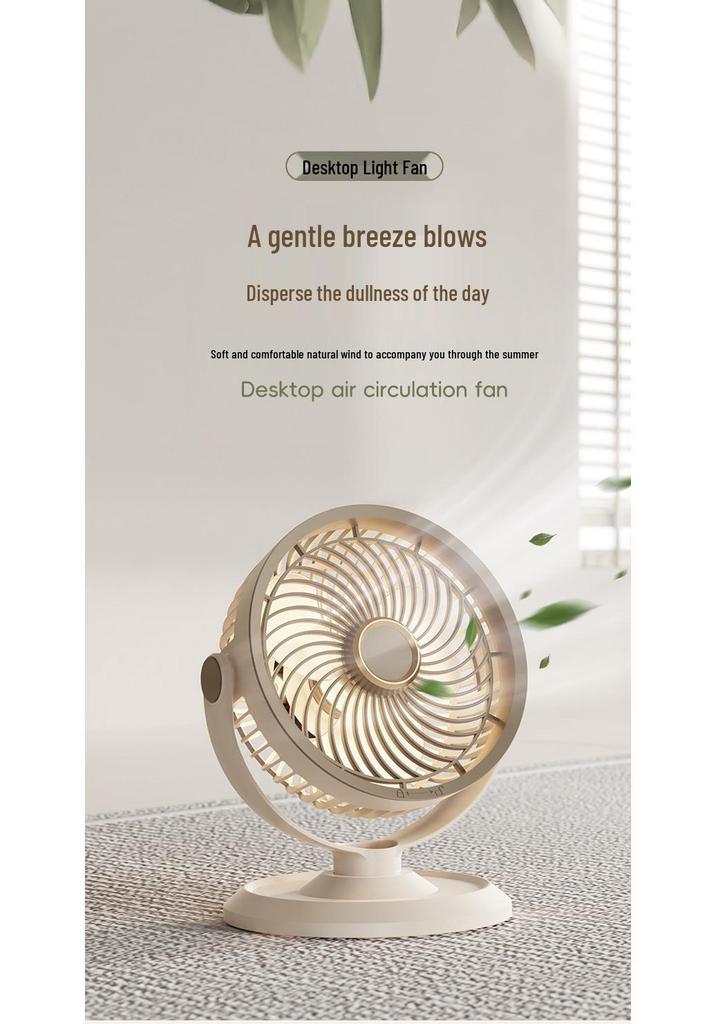 USB Rechargeable Desktop Fan with Night Light and Long Battery Life for Home, Air Circulation & Outdoor Use