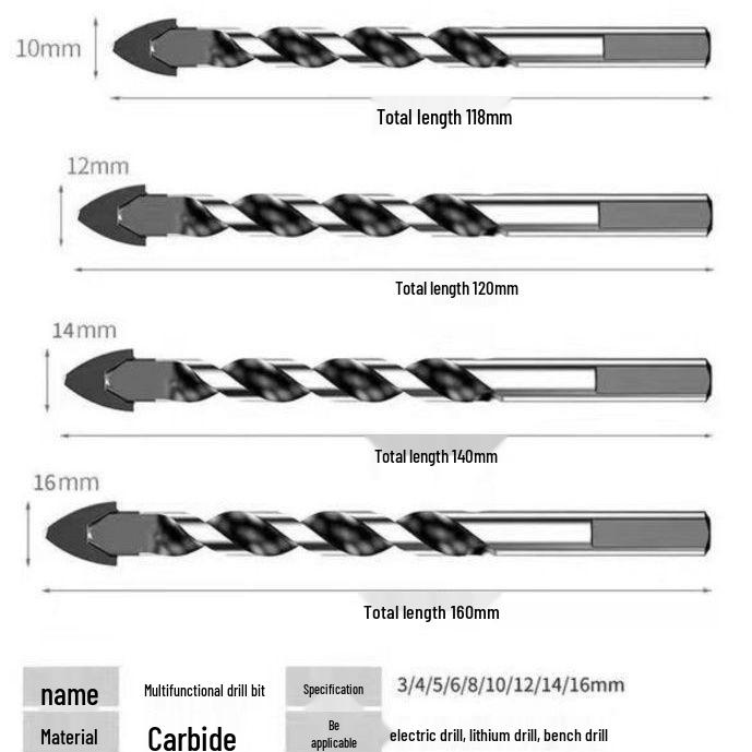 Tile and Concrete Triangle Drill Bit for Glass & Woodworking - Electric Hole Punching Tool