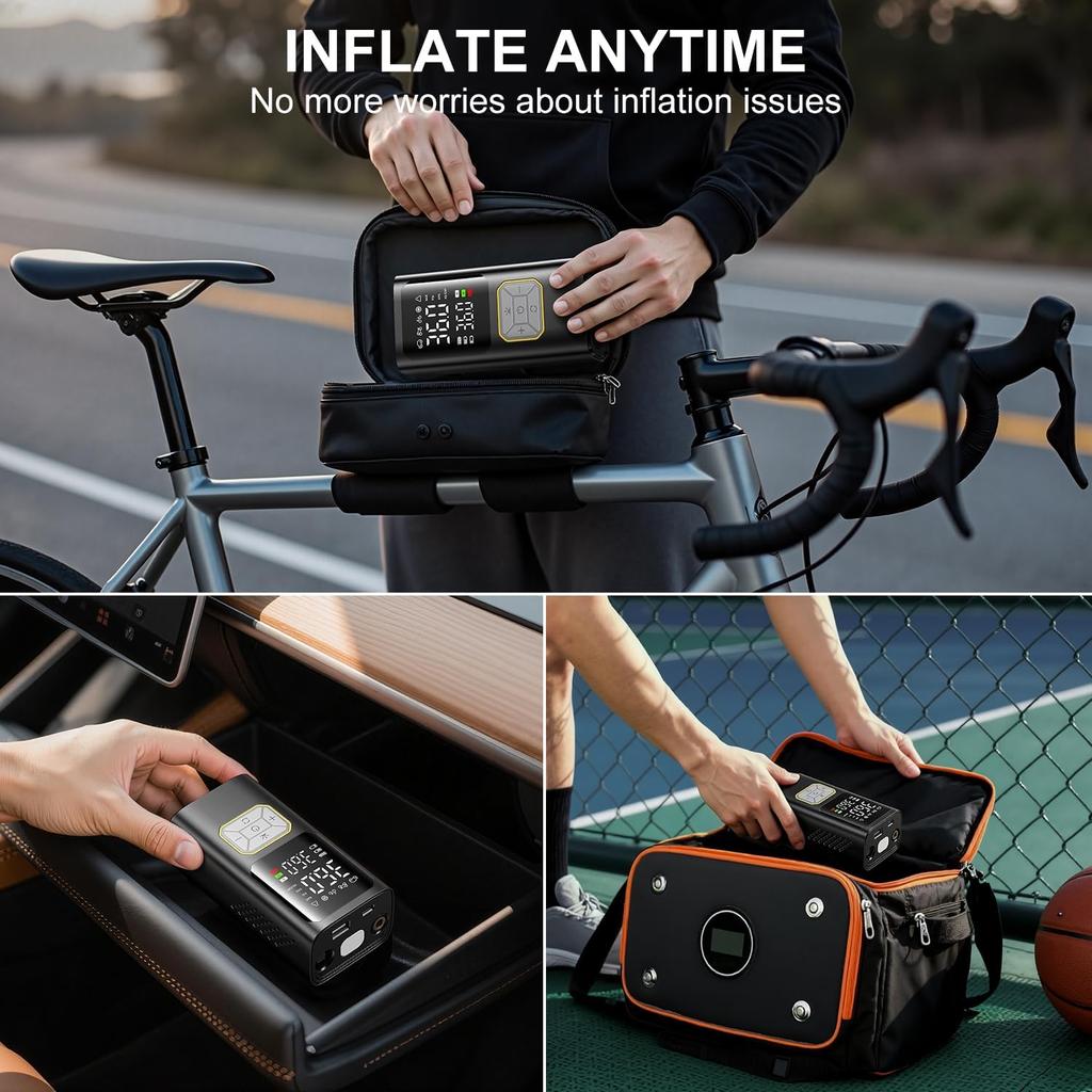 Tire Inflator Portable Air Compressor, 150PSI Air Pump for Car Tires, Cordless Air Compressor Pump with Digital Pressure Gauge, Auto Shut-Off Tire