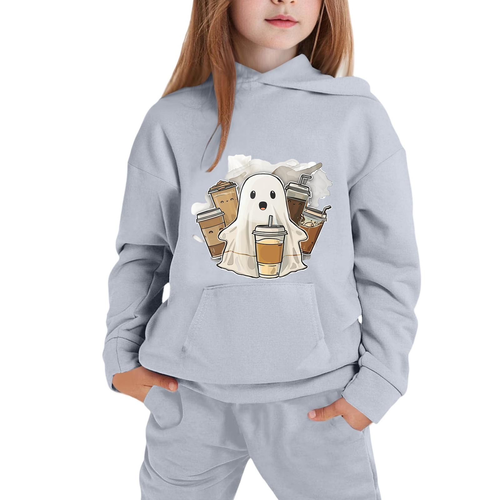 Kids Hooded Sweatshirt with Halloween Print for Festive Wear 150