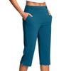 Women's Fashionable Solid Color Button Pocket Pants With Split Hems High Waist Sports Yoga Casual Cropped Pants
