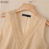 ZANZEA Women Casual Splice V-Neck Loose Sleeveless Tank Tops